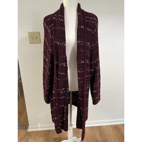 Lane Bryant Sweaters - EUC Lane Bryant  Open Front Burgundy Cardigan Sweater  Cotton Acrylic Wool Blend